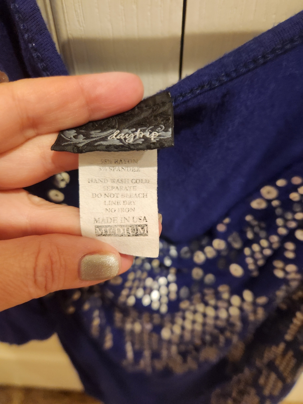 Daytrip Navy Blue Cold-Shoulder Sequin Tunic - Picture 3 of 4